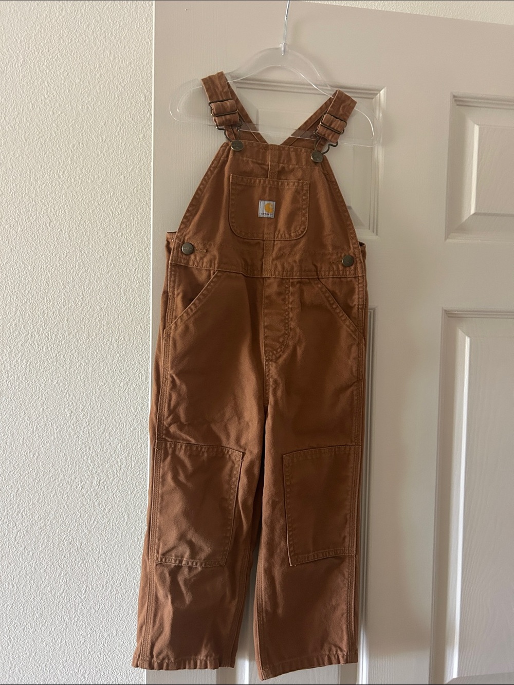 Like New Carhartt Kids Tan/Brown Canvas Overalls